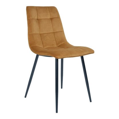 Middelfart Dining Chair - Polyester Velvet, Steel, Mustard Yellow - Set of 2