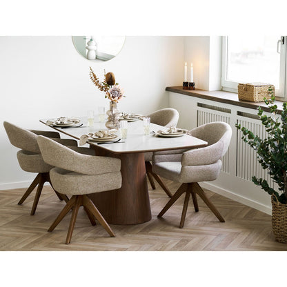 Dover Dining chair with swivel, sand heathered, brown oak legs, HN1317