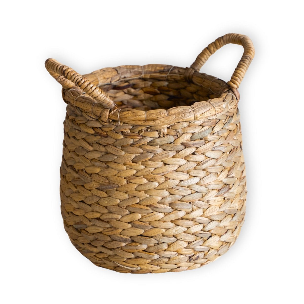 Round Woven Laundry Basket – Bulbous Boho Hamper – Natural Plant Basket – Large Water Hyacinth Storage Basket (2 sizes) CITRA