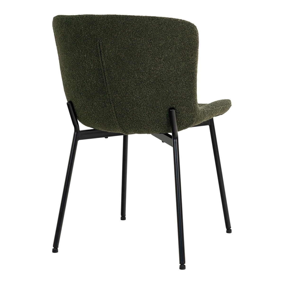 Bouclé Dining Chairs - Dark Green with Black Legs - Set of 2