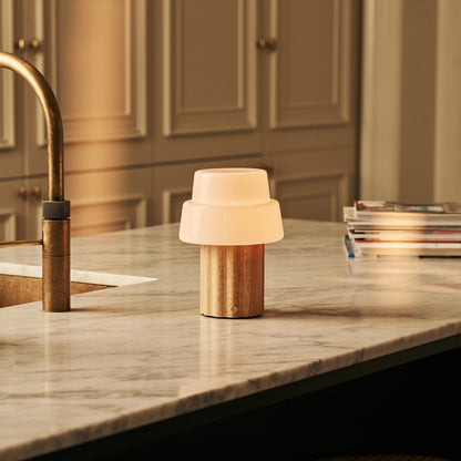 Laurent Light Brown Rechargeable Table Lamp | Up to 100 Hours of Light, Versatile & Wood