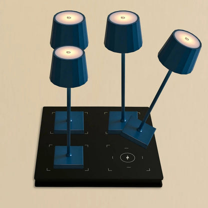 Delft Blue Rechargeable Table Lamps Set | Cordless, Dimmable, with Charging Station