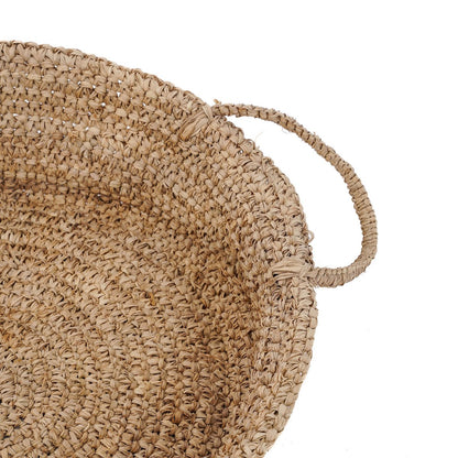 Raffia Basket Tray - Natural Woven Organizer