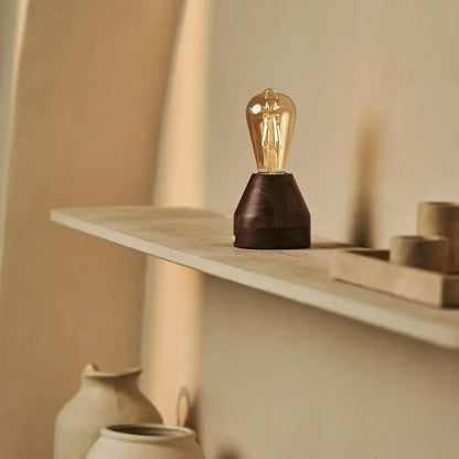 Zavi Walnut Rechargeable Table Lamp | LED, Cordless & 80-Hour Battery Life