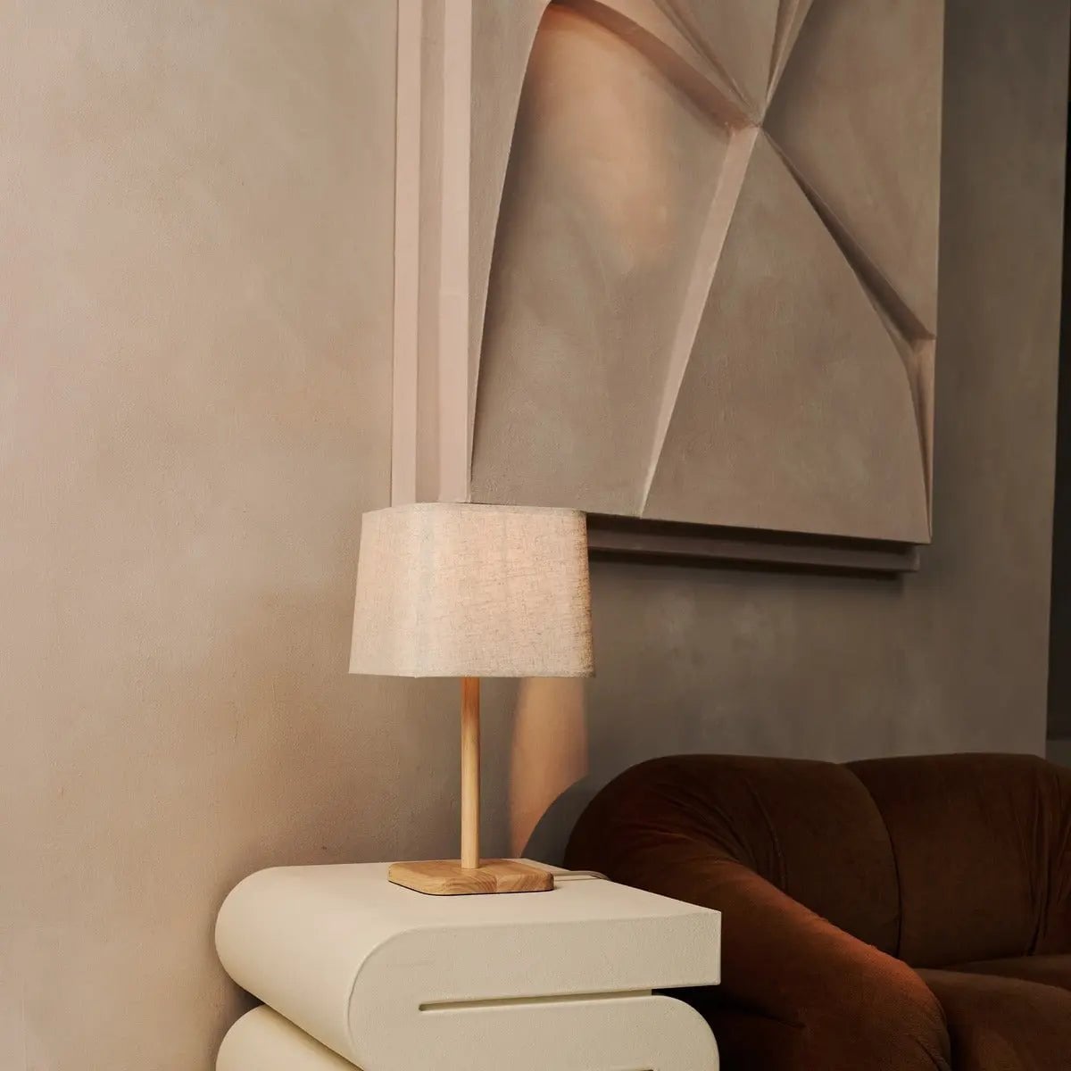 Lampe en bois Marley avec abat-jour beige | Éclairage domestique élégant et organique