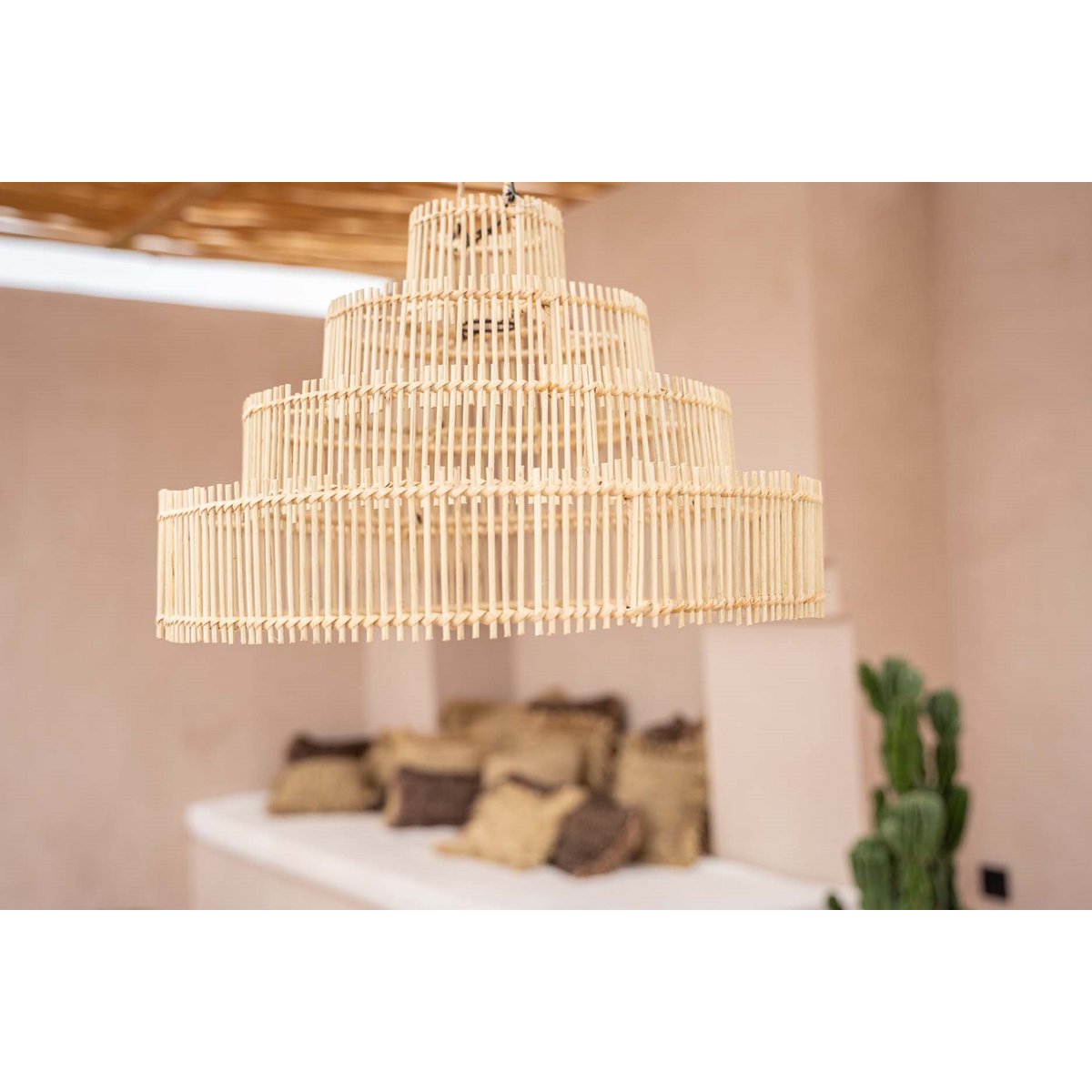 Rattan Pendant Light - Wedding Cake Style - Medium, Natural
