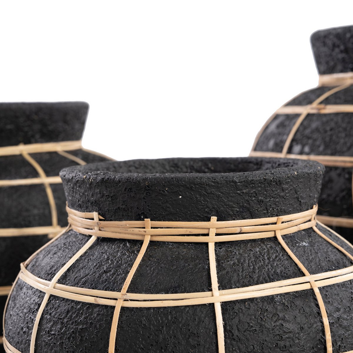 Natural Black Vase - Belly Shape, Medium Size
