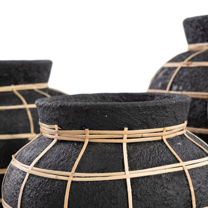 Natural Black Vase - Belly Shape, Medium Size