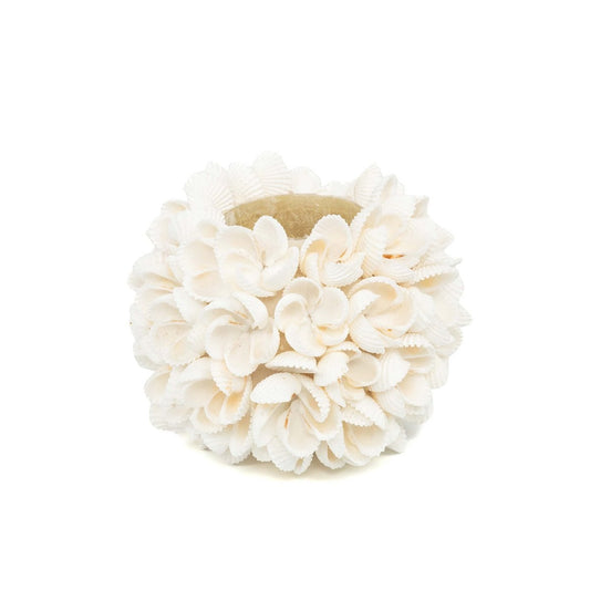 Seashell Tea Light Holder - Flower Accent, Medium Size