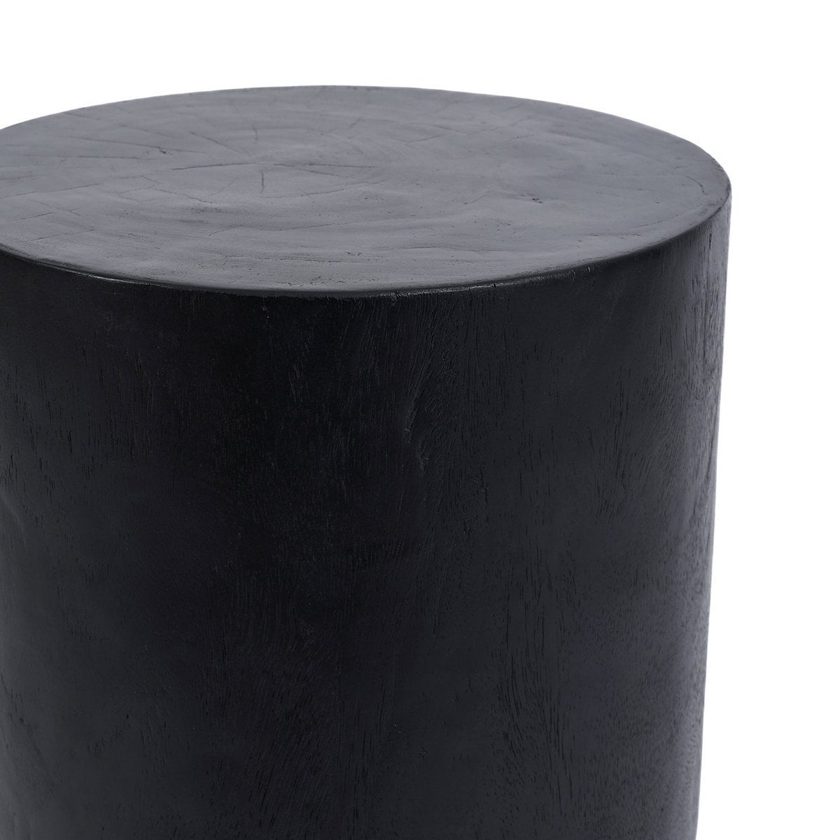 Suar Wood Stool - Black Accent Stool for Modern Interiors