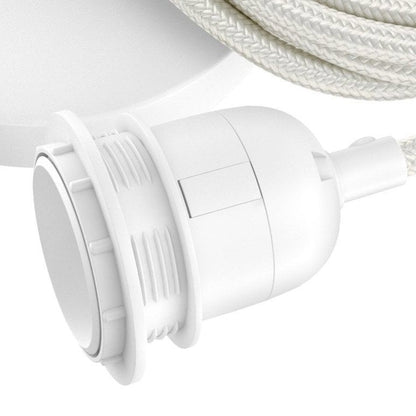 White Cotton Ceiling Lamp Fitting - Modern Pendant Light with 2.5m Cable