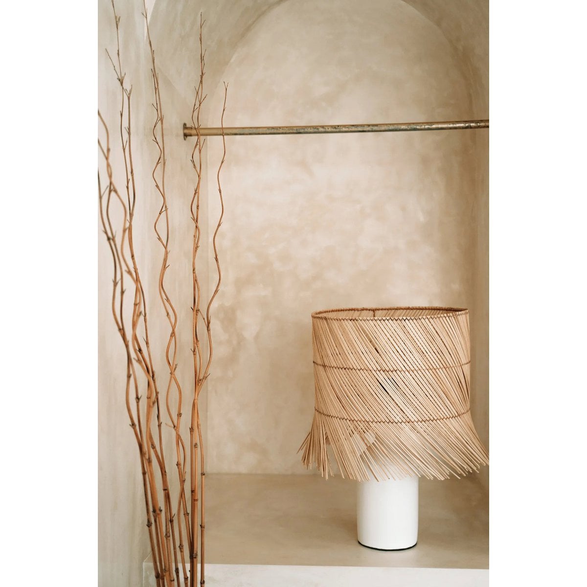 Rattan Table Lamp - White Natural