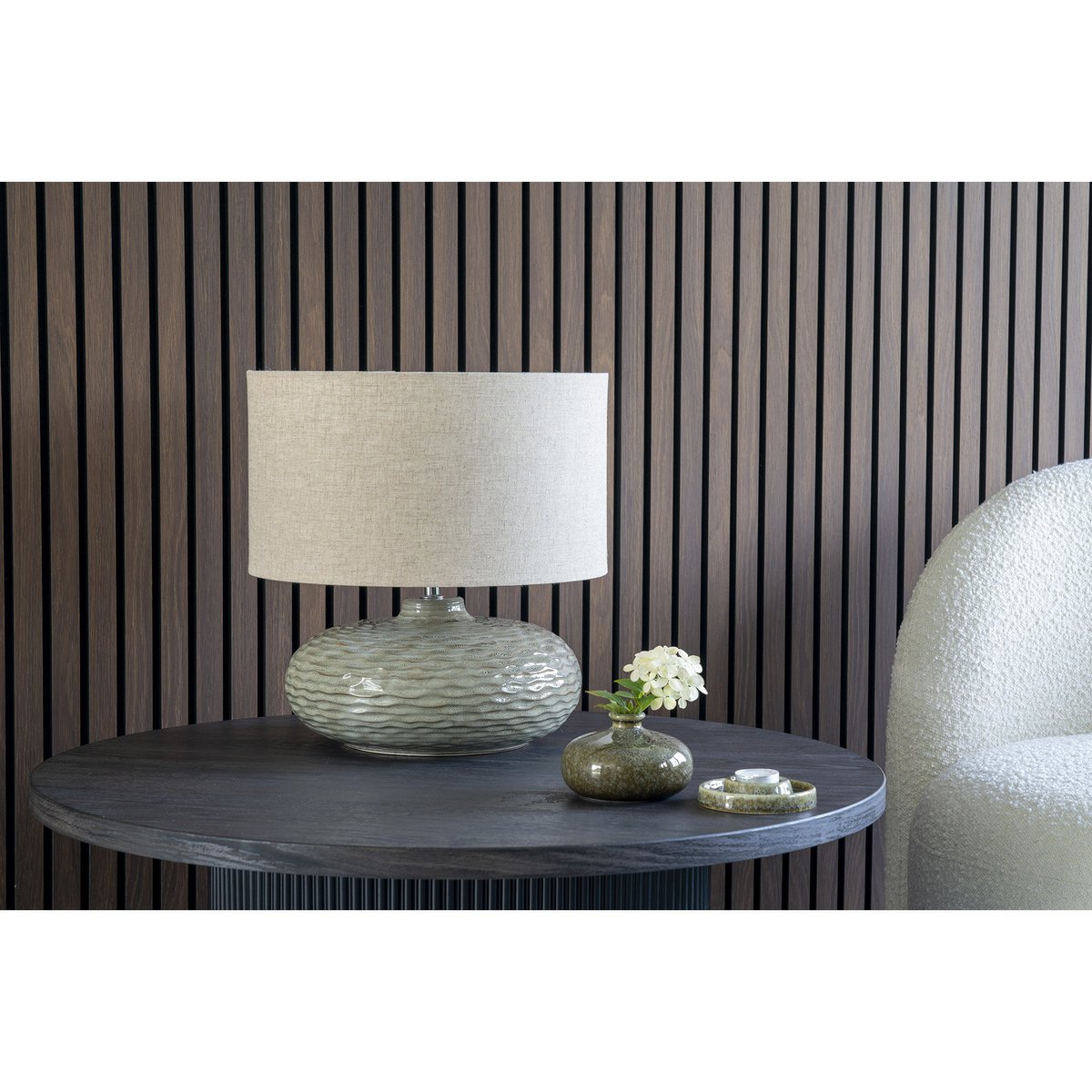 Ceramic Table Lamp - Green Oldham Lamp with Lampshade
