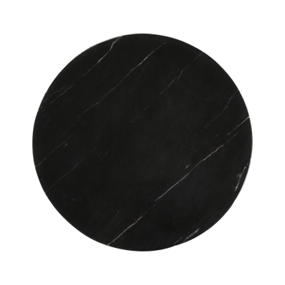 Black Marble Side Table - Mango Wood Base, 40x40x50 cm