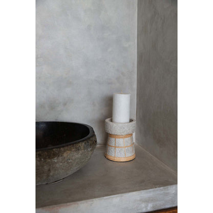 Concrete Pillar Candle Holder - Large Natural Grey Nordic Style