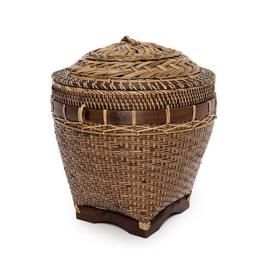 Rattan Storage Basket - Colonial Style, Natural Brown - Large