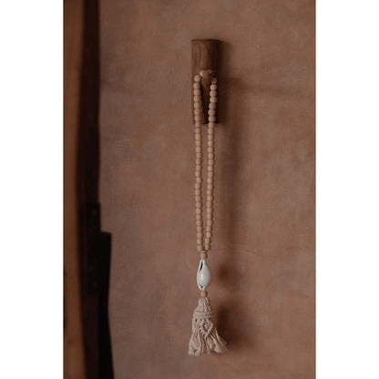Woven Shell Necklace - Natural Wood, Coastal Style, White