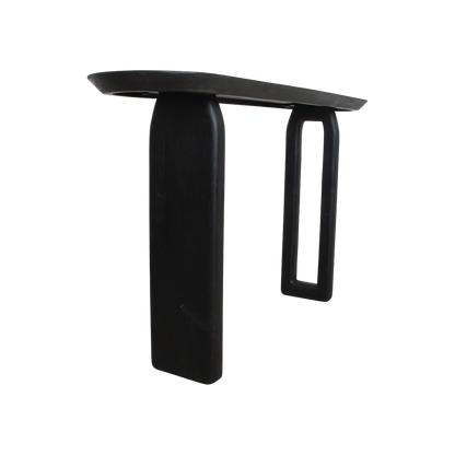Mango Wood Console Table - Black Bullnose Design