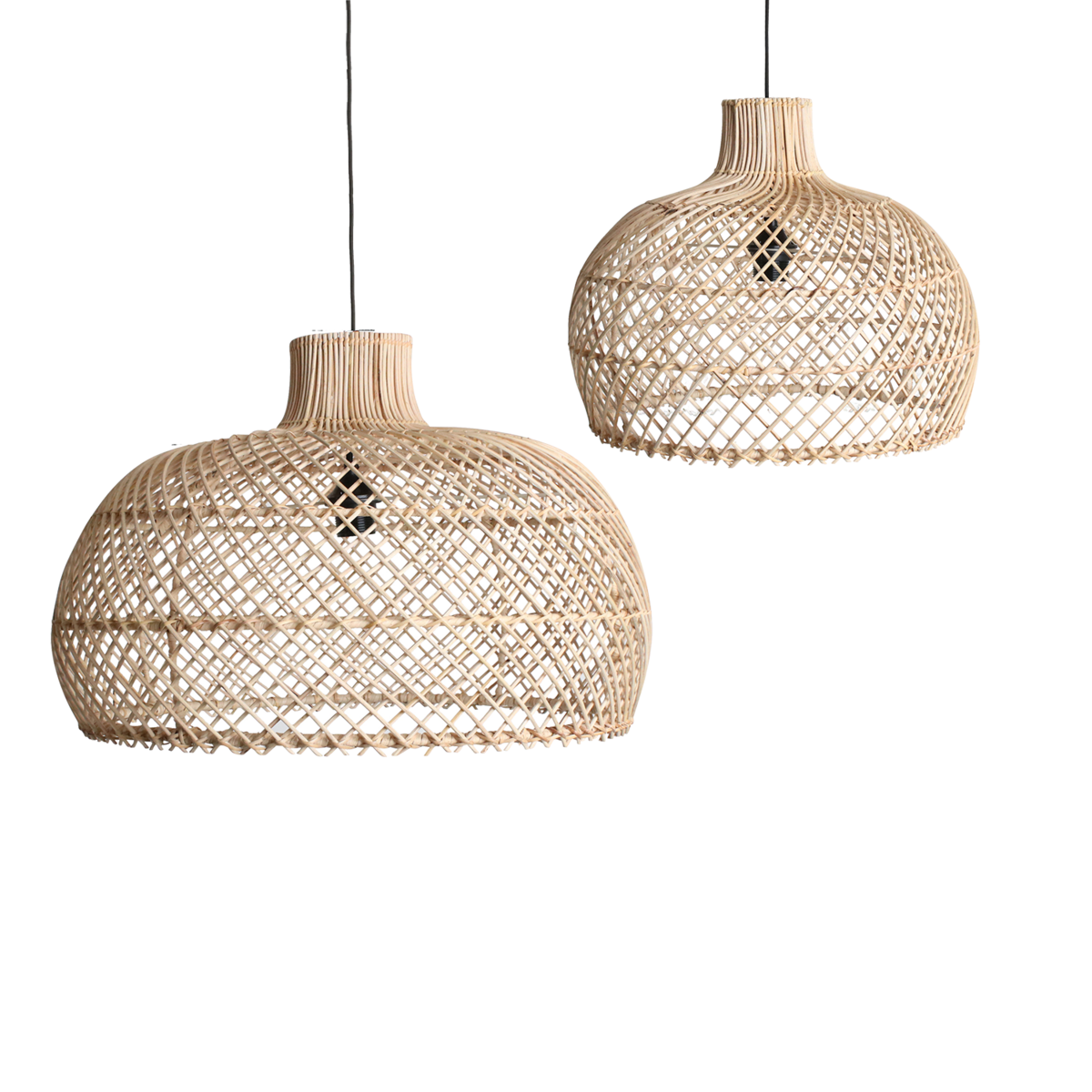 Rattan Pendant Light Woven Hanging Lamp - Natural Small