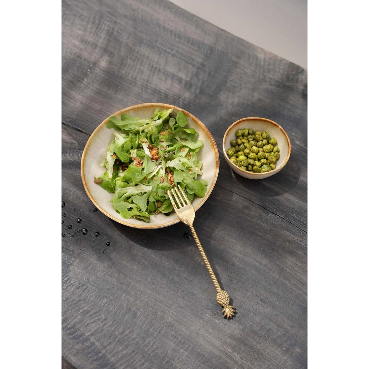 Ceramic Bowl Plate - Small White & Gold Cascais Design