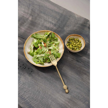 Ceramic Bowl Plate - Small White & Gold Cascais Design