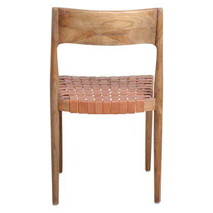Freya teak dining room chair with leather - Natural