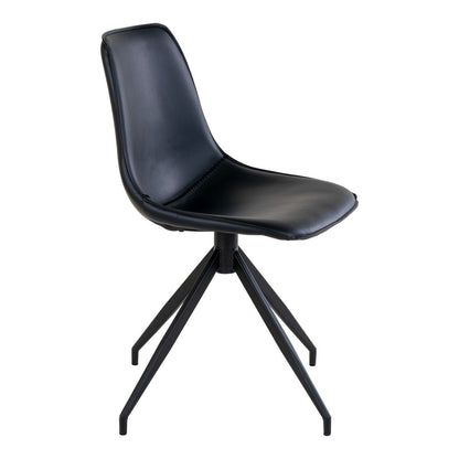 Monaco Dining Chair - Black, PU/Steel, 56x48x86 cm - Set of 2