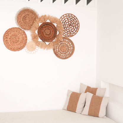 Boho Tropical Wall Decor Set - 6 Handwoven Natural Fiber Pieces