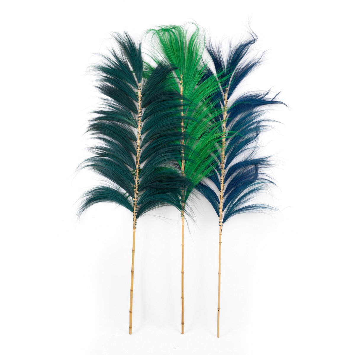 Bamboo Standing Decoration - Emerald Green Leaf Branch
