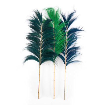 Bamboo Standing Decoration - Emerald Green Leaf Branch