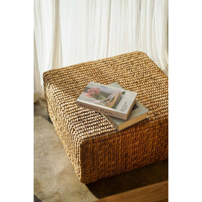 Natural Hyacinth Pouffe Square - Woven Ottoman, Medium