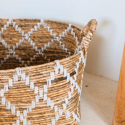 Banana Fiber Woven Storage Basket – Boho Square Shelf Basket, 2 Sizes