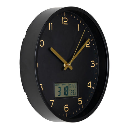 Montre Murale Amiens - Noir, Plastique, Verre, LCD, Ø25cm