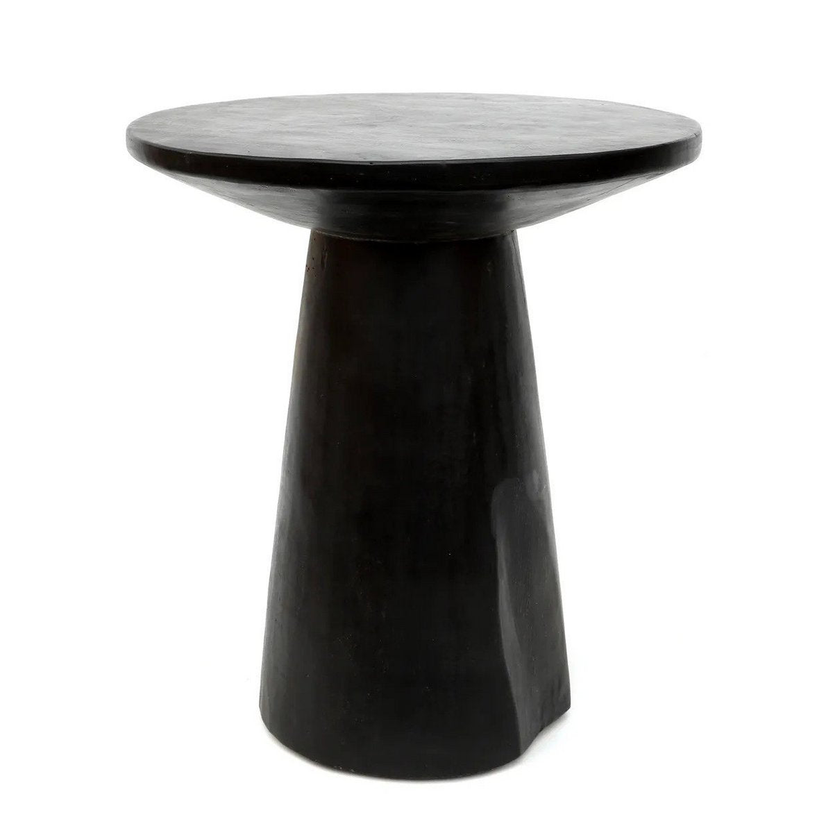 Wooden Side Table - Black Conical Accent Table, 50cm