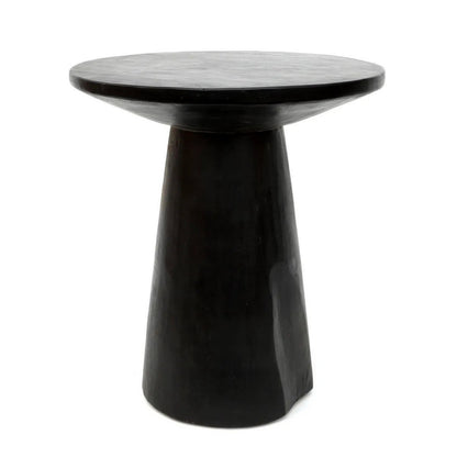 Wooden Side Table - Black Conical Accent Table, 50cm