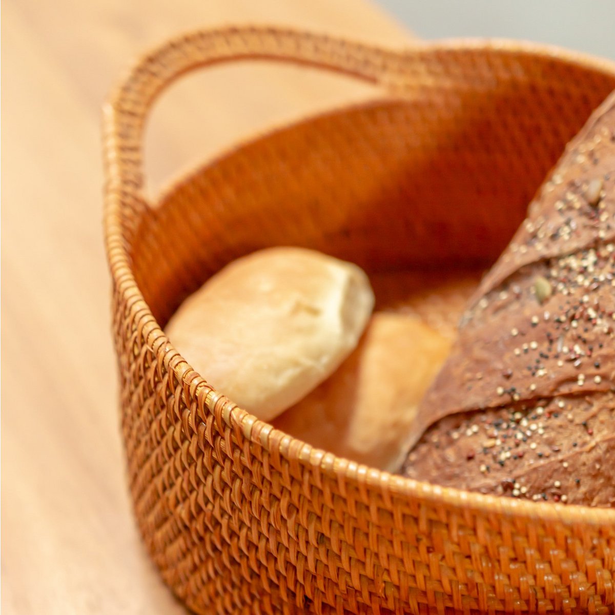 Kleiner Rattan-Aufbewahrungskorb Dekokorb SUWARI (2 Größen) ideal als Brotkorb oder Obstschale