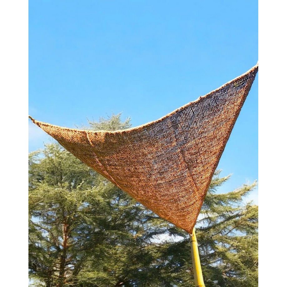 Coconut Husk Sun Umbrella - Triangular Shade, Natural, 350x350