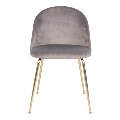 Velvet Dining Chairs - Grey Steel Set of 2 - Modern Design