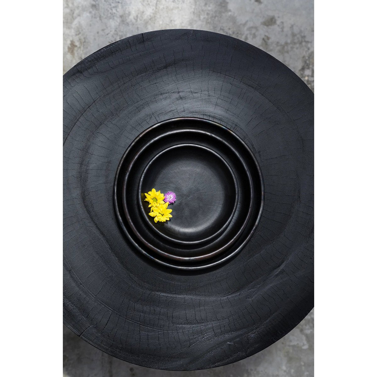 Burnt Dinner Plate - Black Ceramic, Medium Size