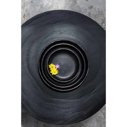 Burnt Dinner Plate - Black Ceramic, Medium Size