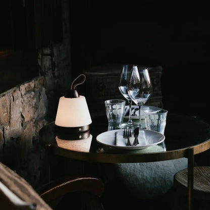 Dark Brown Rechargeable Table Lamp – Leather Strap & 3 Light Modes