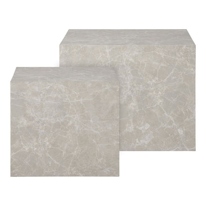 Ensemble de tables basses Prague - Beige, Aspect Marbre, MDF, Papier de décor, 2 pièces
