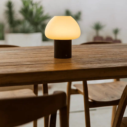 Dark Brown Wooden Table Lamp | Rechargeable & Dimmable