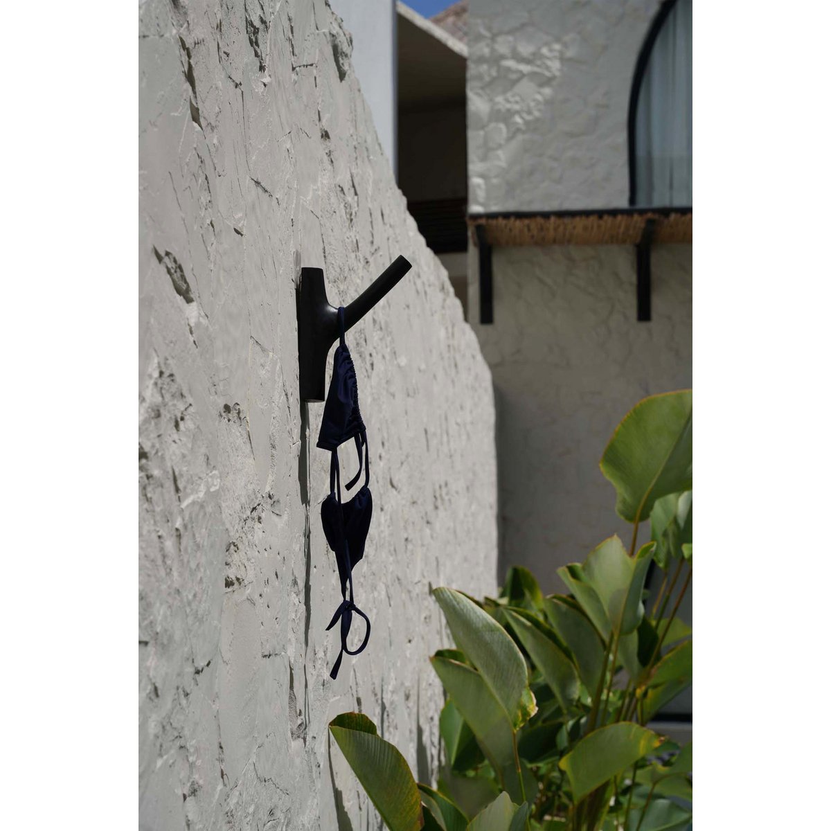 Teak Wall Hook - Black Coastal Style Clothing Hanger