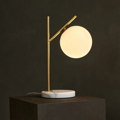 Marble Table Lamp with Frosted Glass – Modern Bedside Lamp