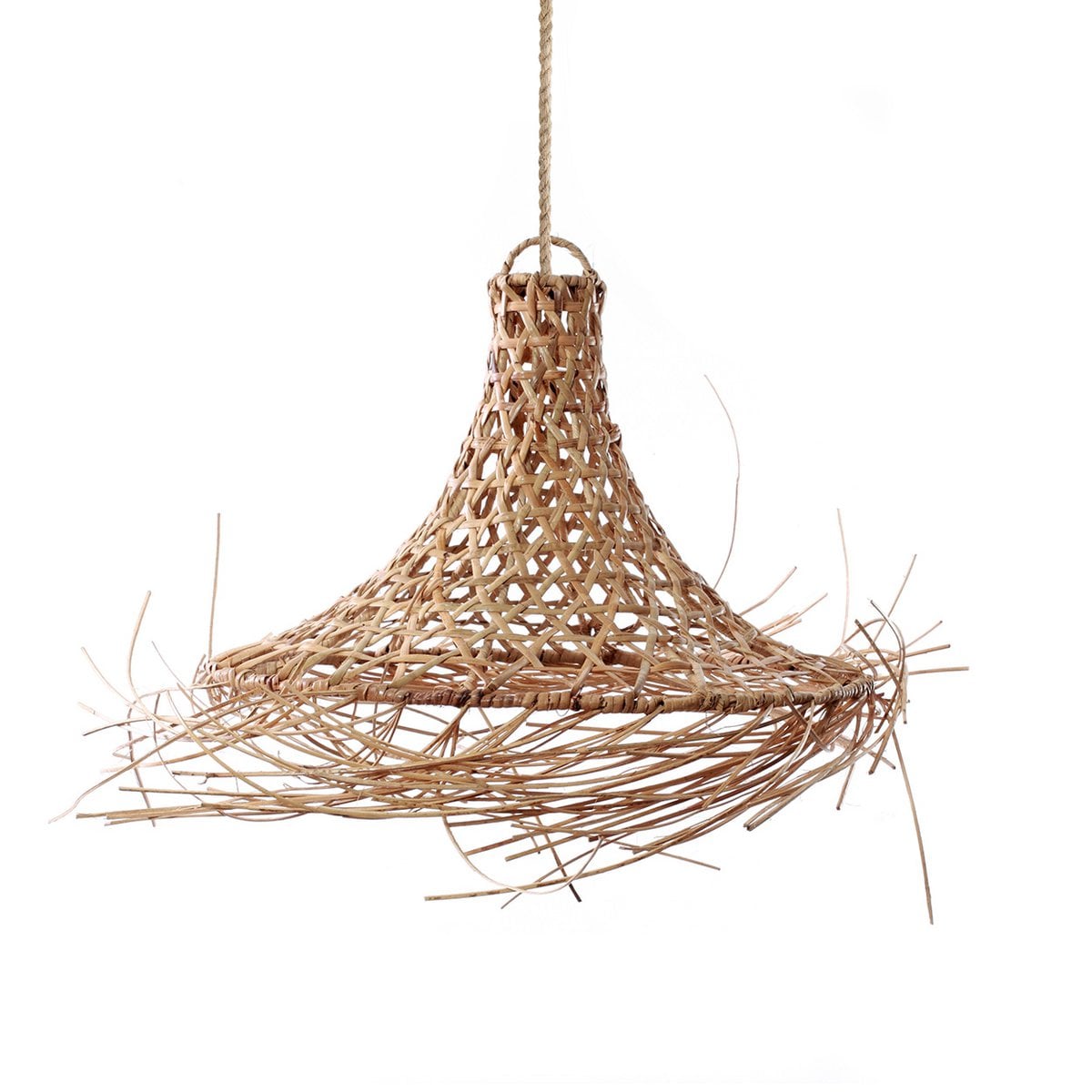 Rattan Pendant Light - Natural Woven Mykonos Style - Medium