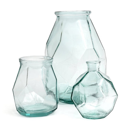Origami Vase - Round Blue Geometric Accent Decor
