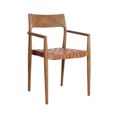 Freya dining room chair with armrest brown