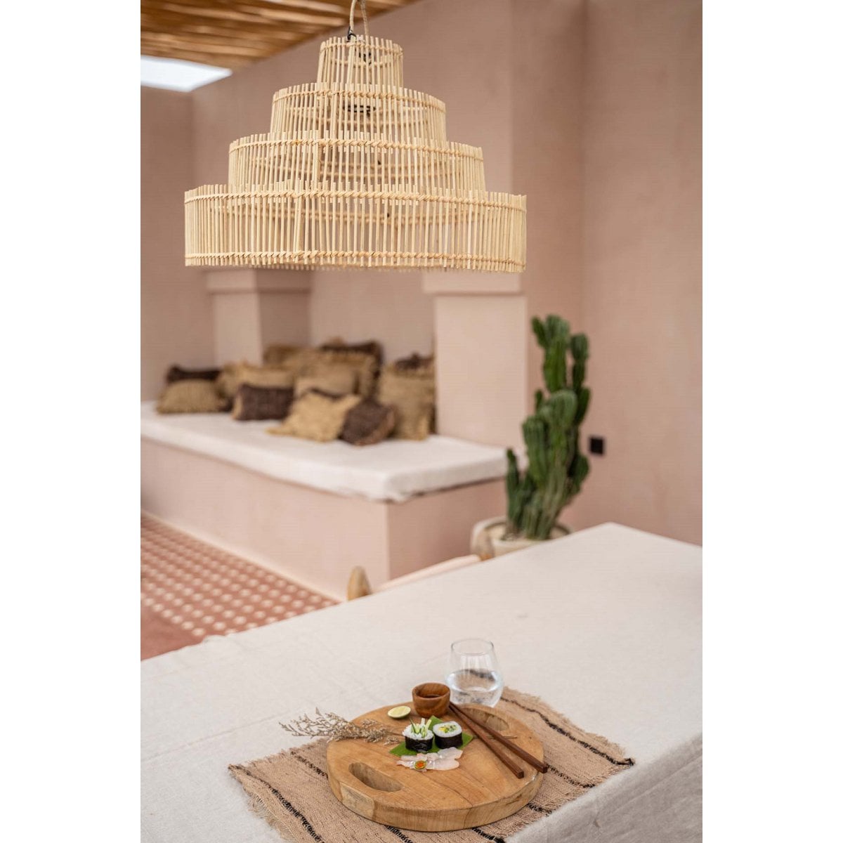 Rattan Pendant Light - Wedding Cake Style - Medium, Natural