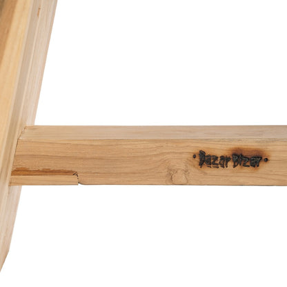Suar Wood Stool with Leather Seat - Natural Black